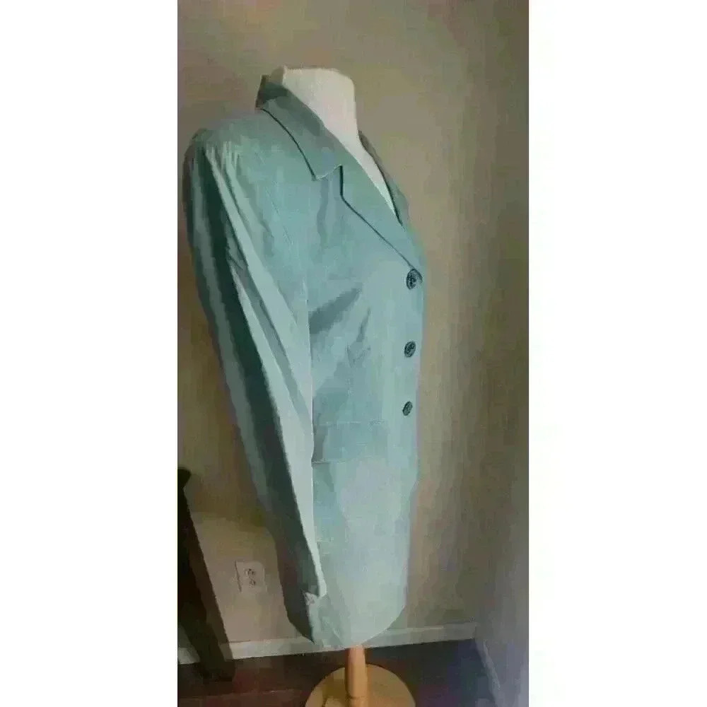 Bocchese Women's Suit Made In Italy 39 Green Silk Blend Blazer Skirt Vintage - Picture 3 of 16
